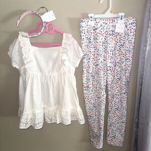 BNWT, Shabby Chic, girls 3 piece matching legging set , size 10/12